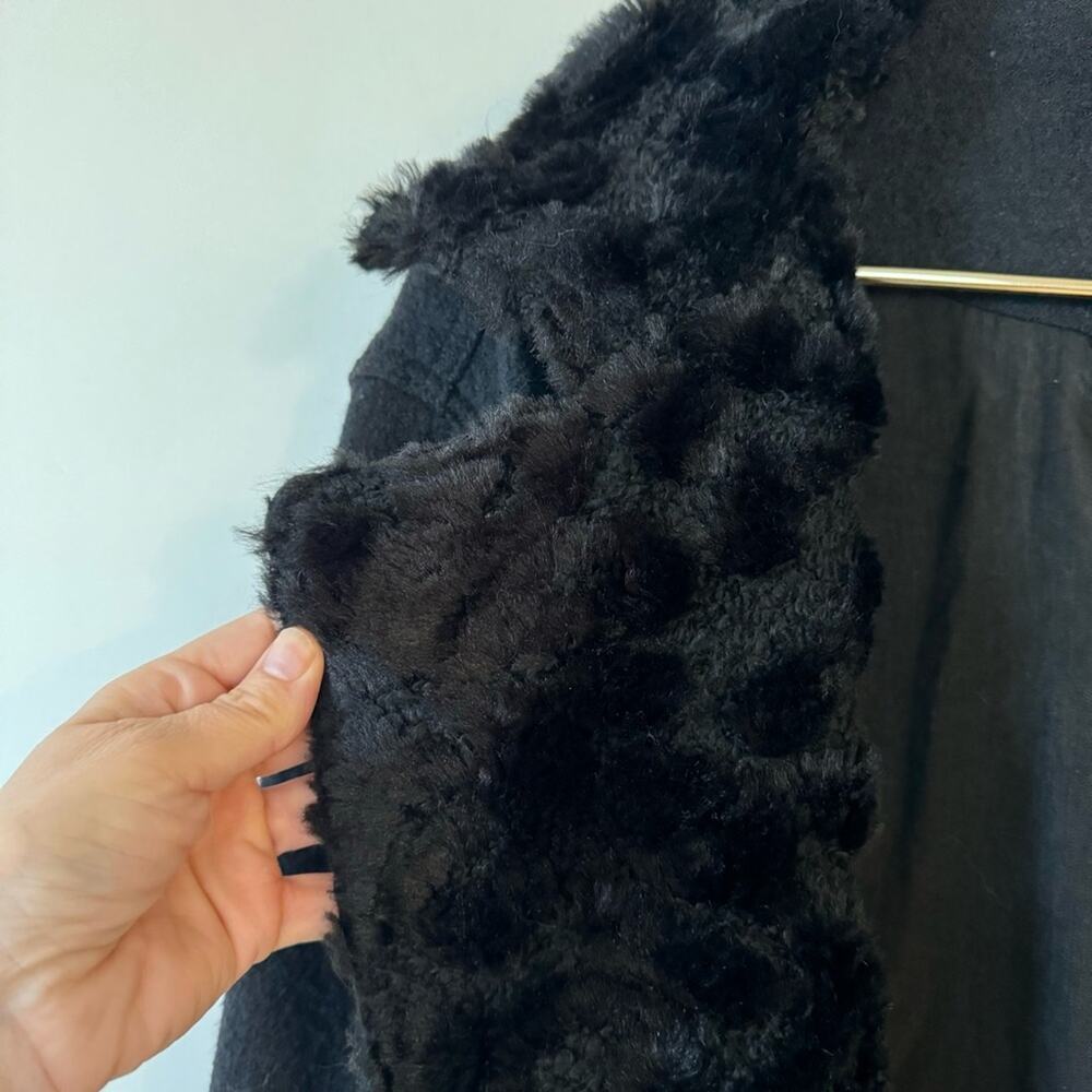 Free People Black Simple Salute Wool Faux Fur Collar Moto Military Jacket S - Picture 10 of 16